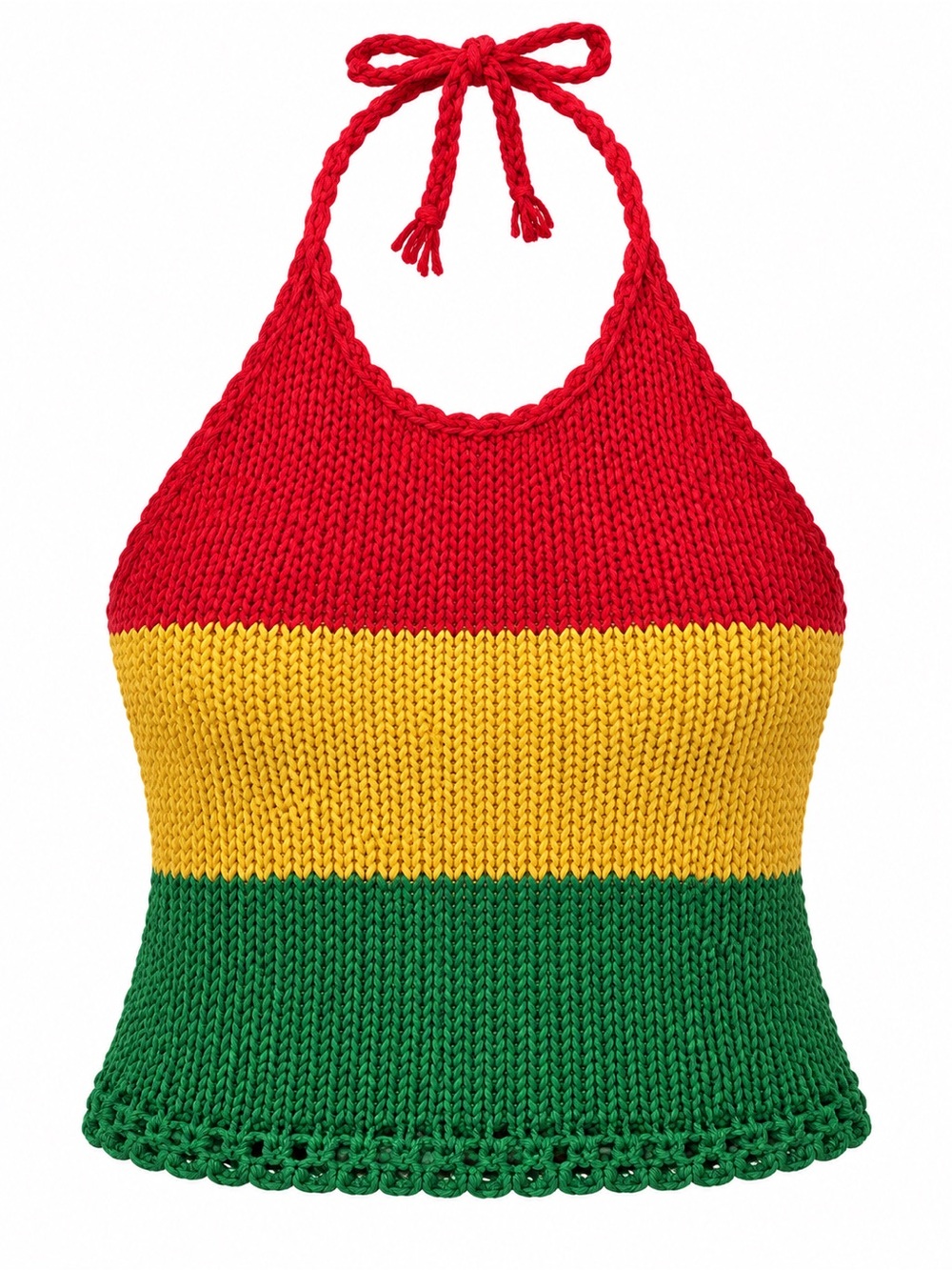 Striped Knit Halter Camisole in Red, Yellow & Green